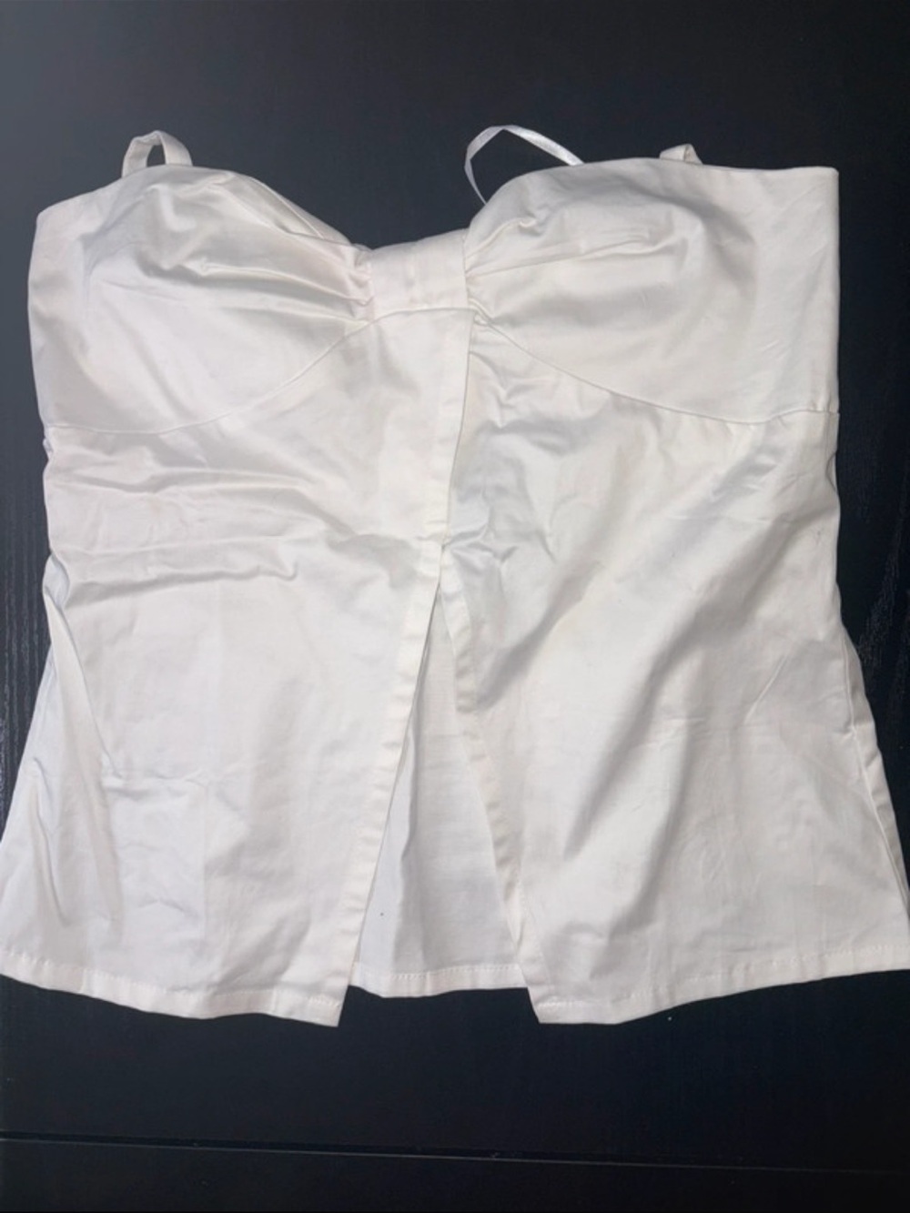 Lulu's White Strapless Bustier Tank with front slit